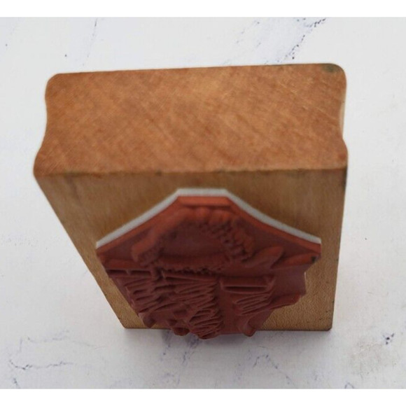 Happy Valentine’s Day Heart Balloon Comotion Wood Mounted Vintage Rubber Stamp - Picture 5 of 8